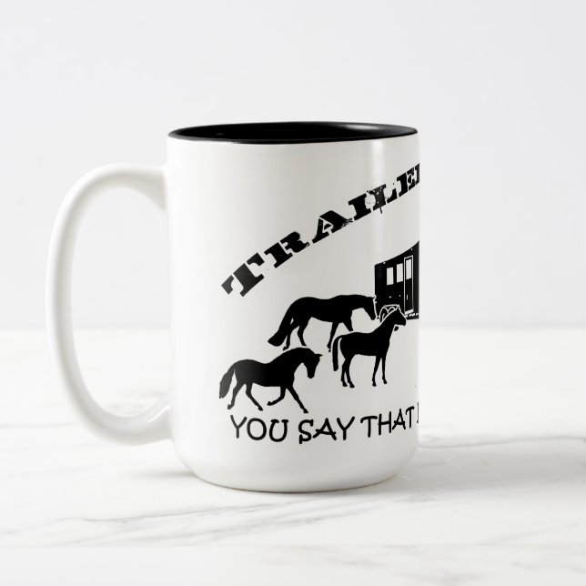 Trailer-Trash-Pferdeanhänger-Tasse Zweifarbige Tasse (Links)