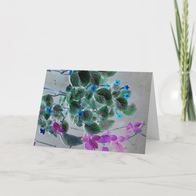 "Trailing Blume" digital bearbeitet blau & Lila Karte (Vorderseite)
