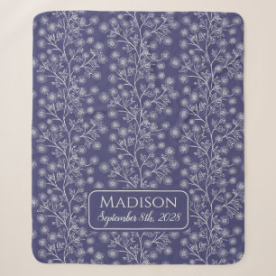 Trailing Blumenname Geburtsdatum Navy Blue Baby Sherpadecke