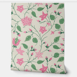 Trailing Floral - Paisley - Bright Pink And Green  Tapete