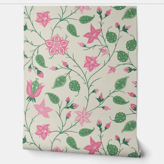Trailing Floral - Paisley - Bright Pink And Green  Tapete