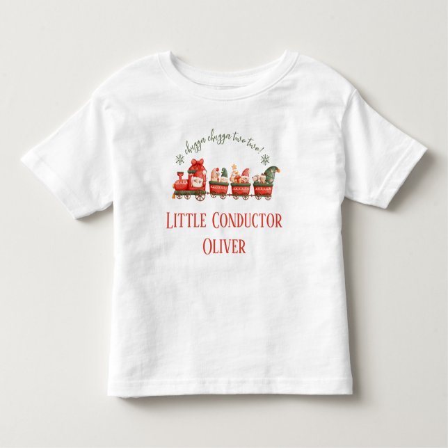 Train 2nd Birthday Party Little Conductor Kleinkind T-shirt (Vorderseite)