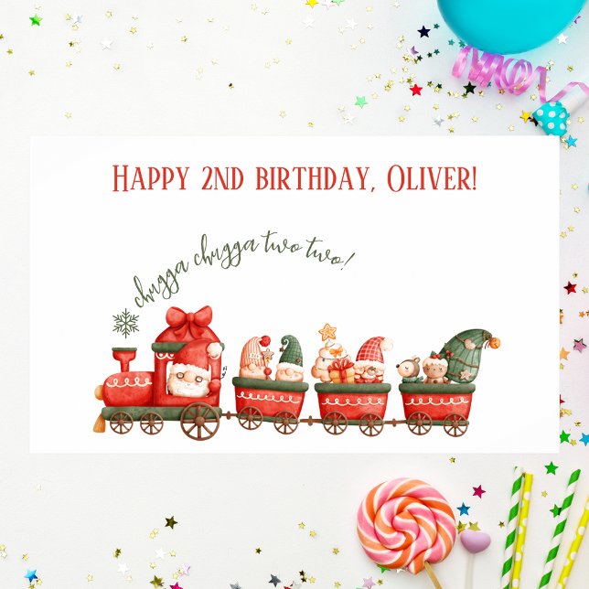 Train 2nd Birthday Watercolor Santa Party Express  Poster (Von Creator hochgeladen)