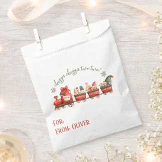 Train 2nd Birthday Watercolor Santas Party Express Geschenktütchen