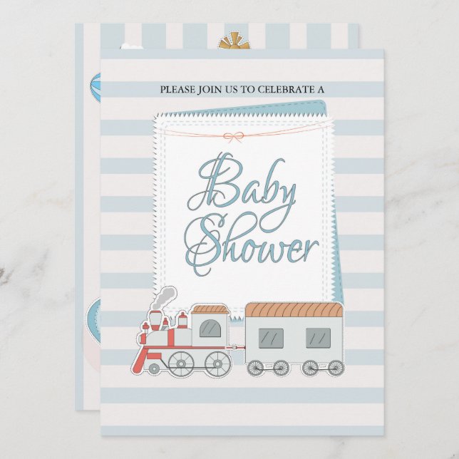 Train Baby Shower Einladung (Vorne/Hinten)