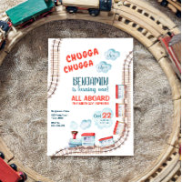 Train Birthday Invite Boy Chugga Choo Bahn Party