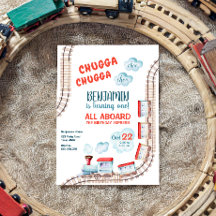 Train Birthday Invite Boy Chugga Choo Bahn Party