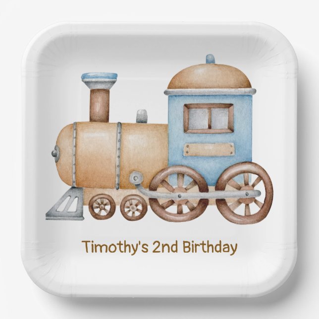 Train Birthday Party Baby Dusche Pappteller (Vorderseite)