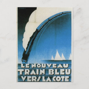 Train Bleu Cote D'Azur Französische Art Deco Reise Postkarte
