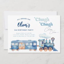 Train Blue Chuga Chuga Choo Choo Modern Geburtstag