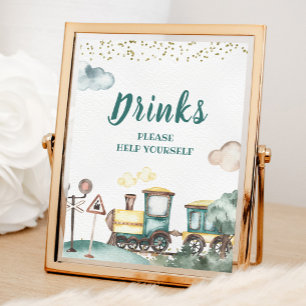 Train Boy Birthday Drinks Unterschreiben Poster