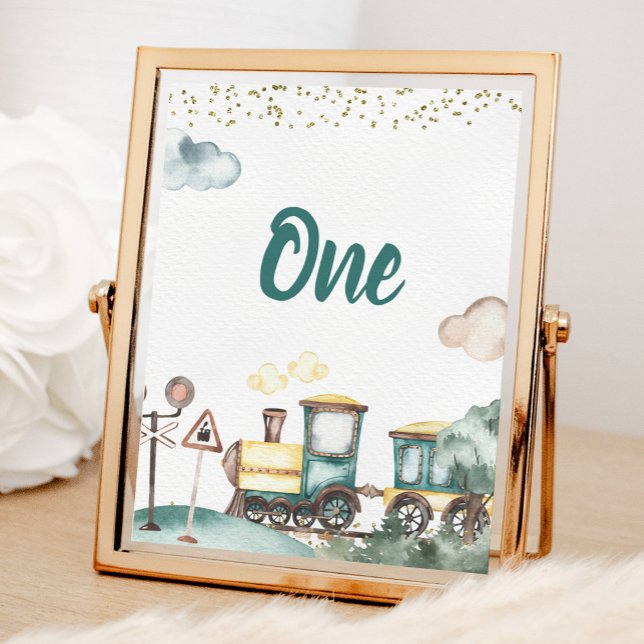 Train Boy Birthday Tischnummer Card Poster (Von Creator hochgeladen)