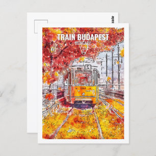 Train Budapest Ungarn Reisen Place Wasserfarbe Postkarte