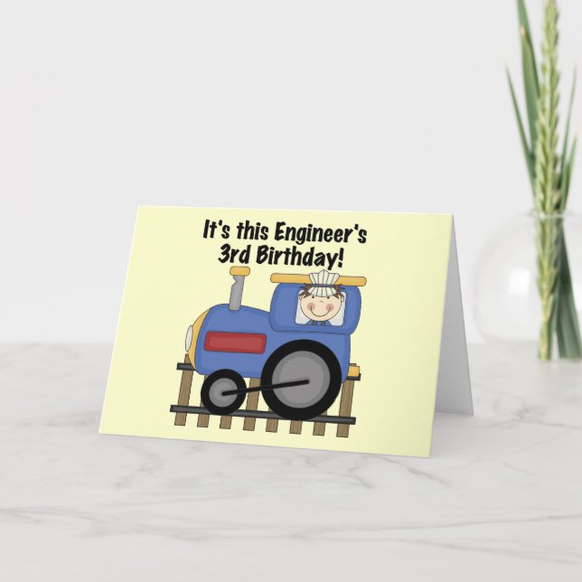 Train Engineer 3. Geburtstagsgeschenke Karte (Vorderseite)