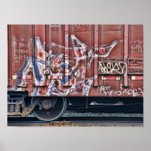 Train Graffiti Grunge Colorful Urban Street Art Poster