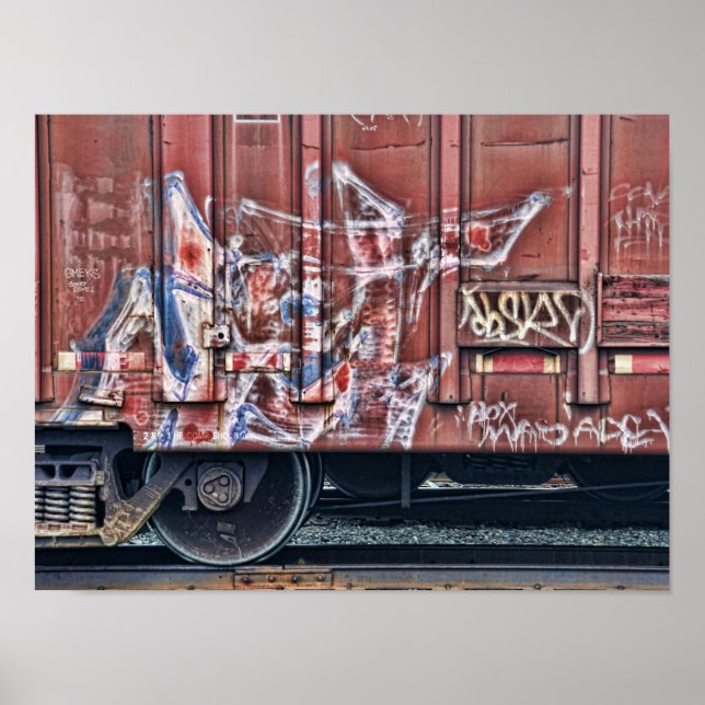 Train Graffiti Grunge Colorful Urban Street Art Poster (Vorne)