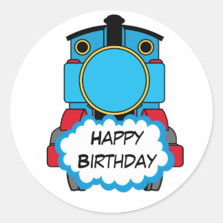 Train Happy Birthday Round Aufkleber