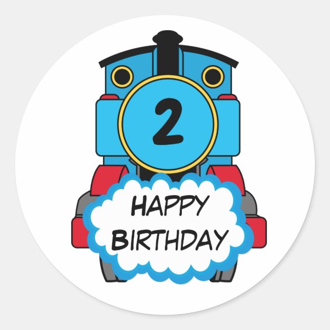 Train Happy Birthday Round Aufkleber (Vorderseite)