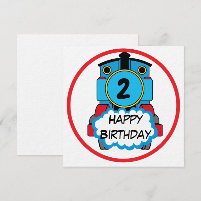 Train Happy Birthday round Sticker Einladung (Vorne/Hinten)