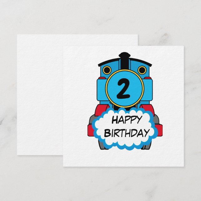 Train Happy Birthday round Sticker Einladung (Vorne/Hinten)