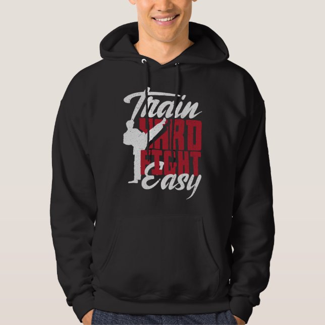 Train Hard Fight Easy Aikido Karate Jiu Jitsu  1 Hoodie (Vorderseite)