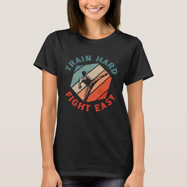 Train Hard Fight Easy Aikido Karate Jiu Jitsu T-Shirt (Vorderseite)