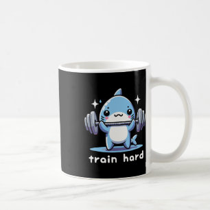 Train Hard Funny Shark Lifting Weights Dumbells G Kaffeetasse
