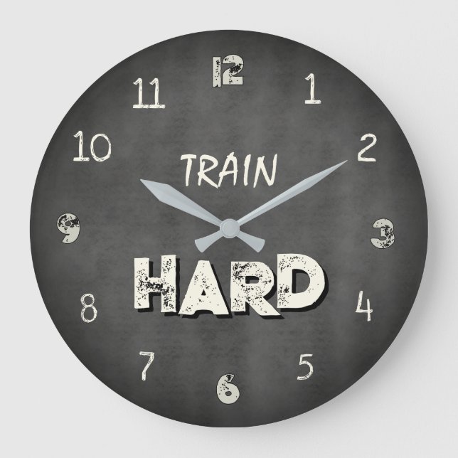 Train Hard Industrie Fitnessstudio Große Wanduhr (Vorderseite)