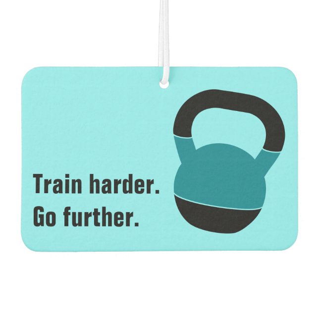 Train Harder, Go Further - Electric Blue Autolufterfrischer (Vorderseite)