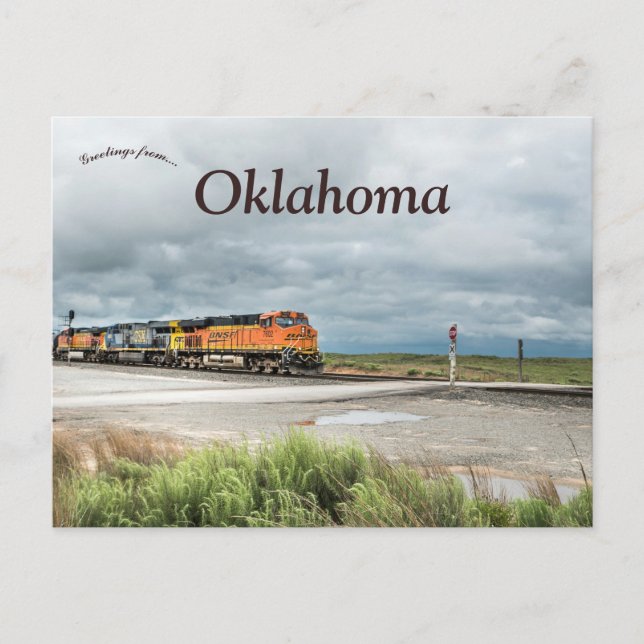 Train in Oklahoma on a Cloudy Day Postkarte (Vorderseite)