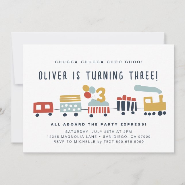 Train Invite Chugga Choo Choo Choo ・ 3 Jahre Einladung (Vorderseite)