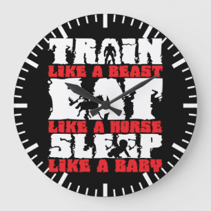 Train like a Beast - Gym und Fitness Motivation Große Wanduhr