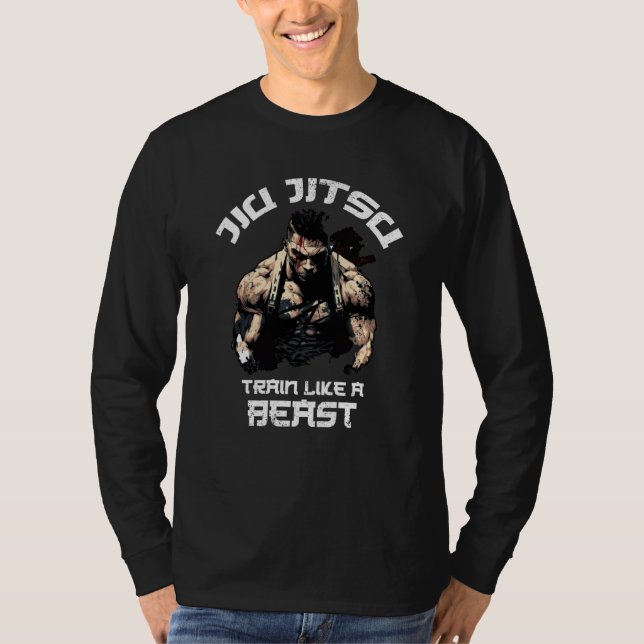 Train like a Beast Jiu Jitsu BJJ Grappling MMA T-Shirt (Vorderseite)