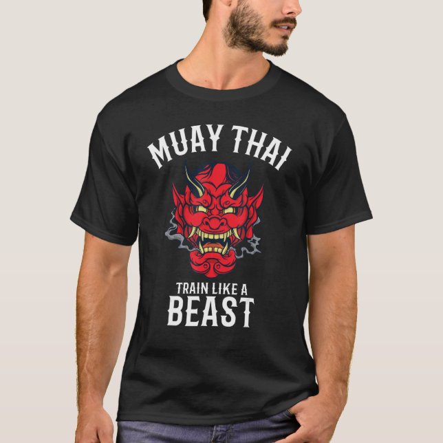 Train Like A Oni Hannya  Muay Thai and Thai Boxing T-Shirt (Vorderseite)