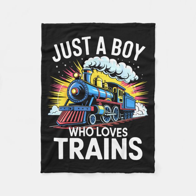 Train Lover Just A Boy Who Loves Trains  Fleecedecke (Vorderseite)