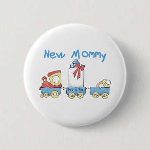 Train New Mommy of Boy Tshirts and Gifts Button