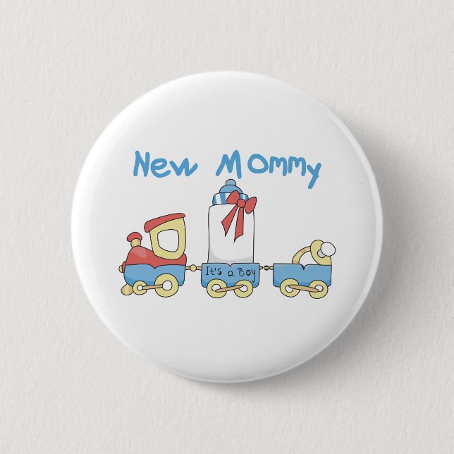 Train New Mommy of Boy Tshirts and Gifts Button (Vorderseite)