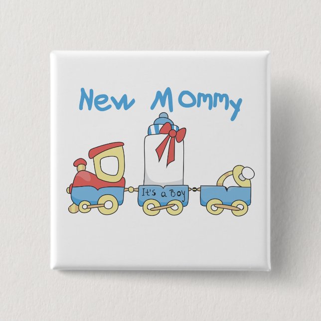 Train New Mommy of Boy Tshirts and Gifts Button (Vorderseite)
