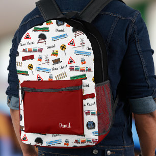 Train Pattern Little Boy Vorname Choo Choo Kinder Bedruckter Rucksack