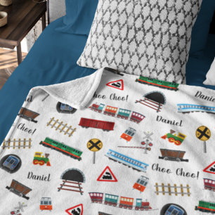 Train Pattern Little Boy Vorname Choo Choo Kinder Fleecedecke