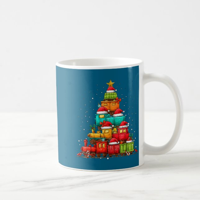 Train Railroad Locomotive Christmas Tree Xmas Hat  Kaffeetasse (Rechts)