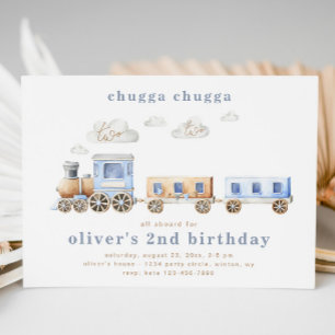 Train Second Birthday Invitation   Train Birthday Einladung