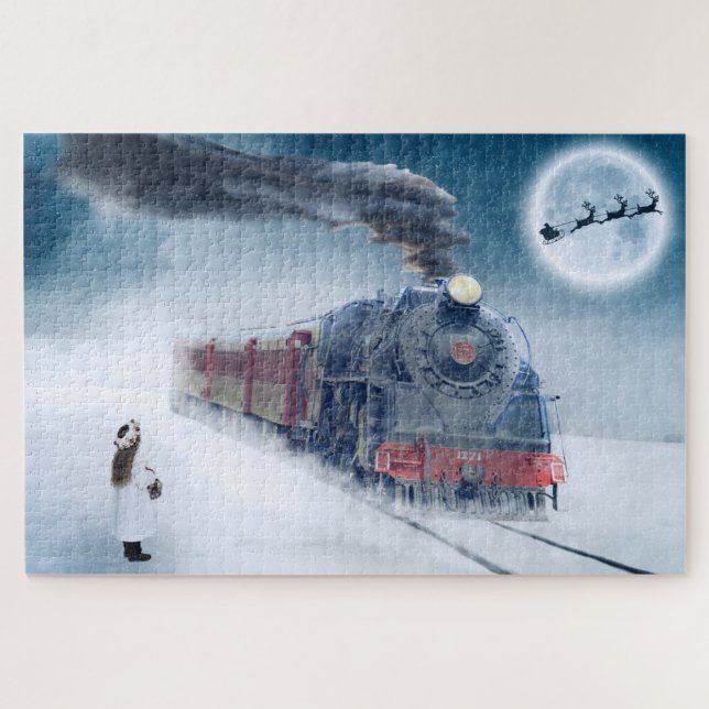 Train Themed Christmas Jigsaw Puzzle mit Santa (Horizontal)