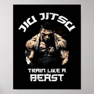 Train wie ein Beast Jiu Jitsu BJJ Grappling MIXED Poster