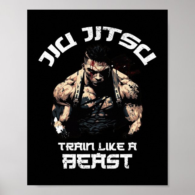 Train wie ein Beast Jiu Jitsu BJJ Grappling MIXED  Poster (Vorne)