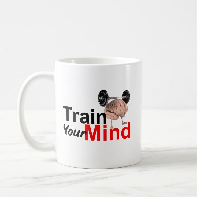 Train Your Mind Motivational Brain Workout Design Kaffeetasse (Links)