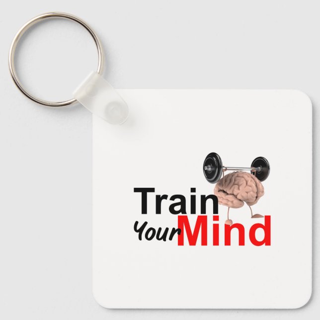 Train Your Mind Motivational Brain Workout Design Schlüsselanhänger (Vorderseite)