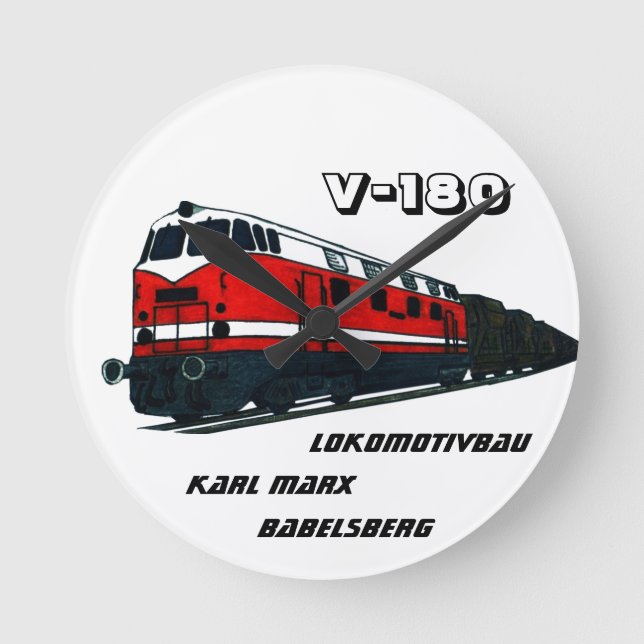 Traindesign Babelsberg Runde Wanduhr (Vorderseite)