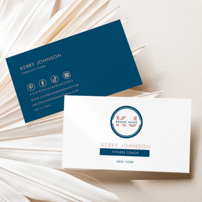 Trainer für Minimalistische Fitness in Blau-Rosa u Visitenkarte (Von Creator hochgeladen)