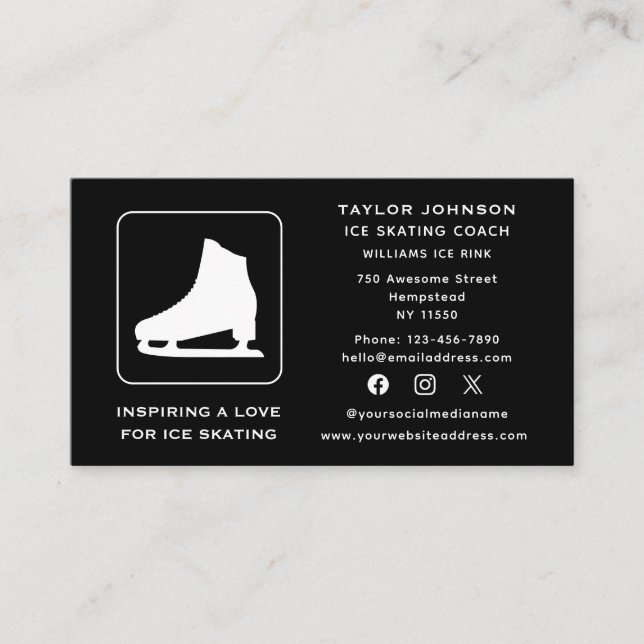 Trainer für Social Media Ice Skaten Visitenkarte (Vorderseite)